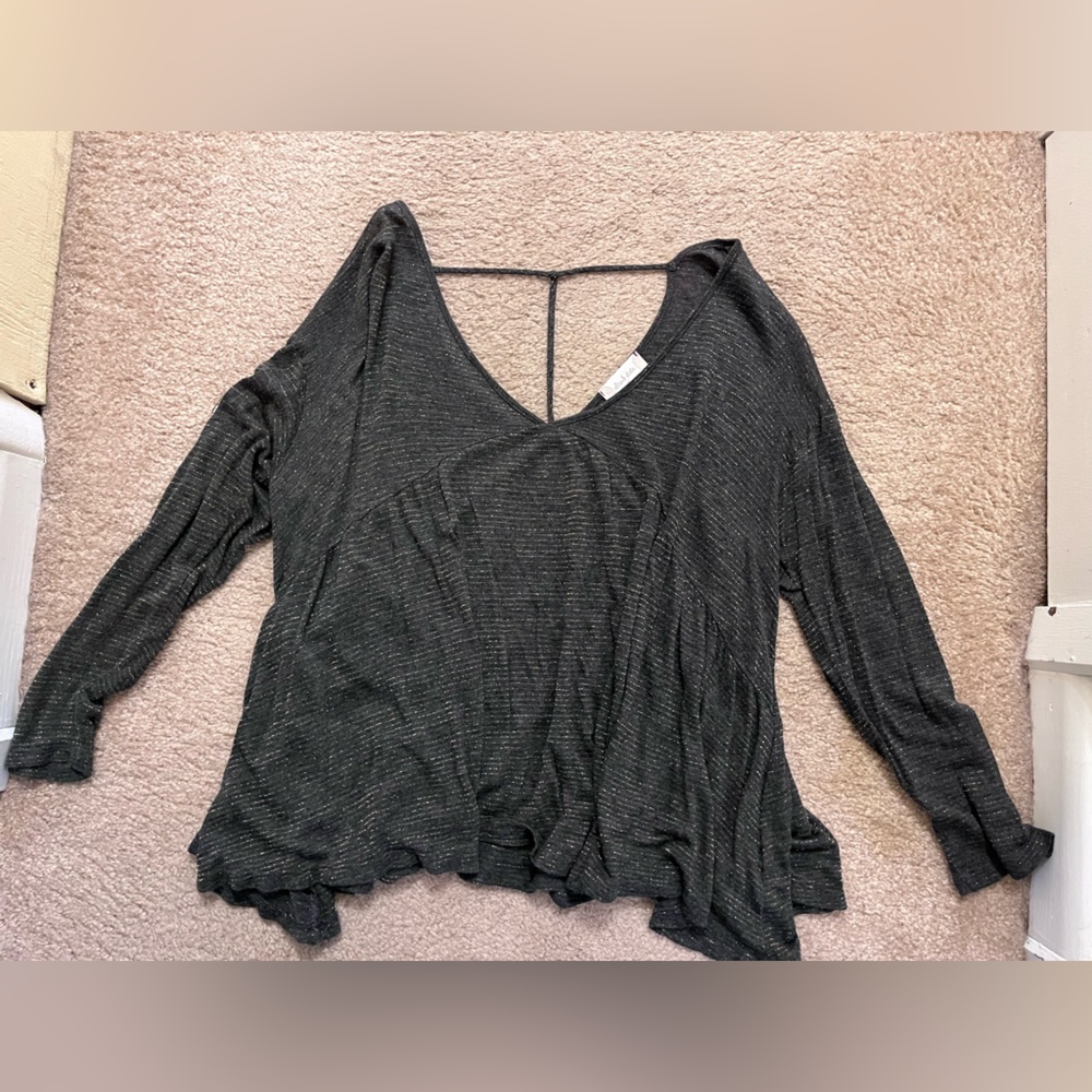 Altard state long sleeve gold sparkle flowy shirt - medium, like new condition